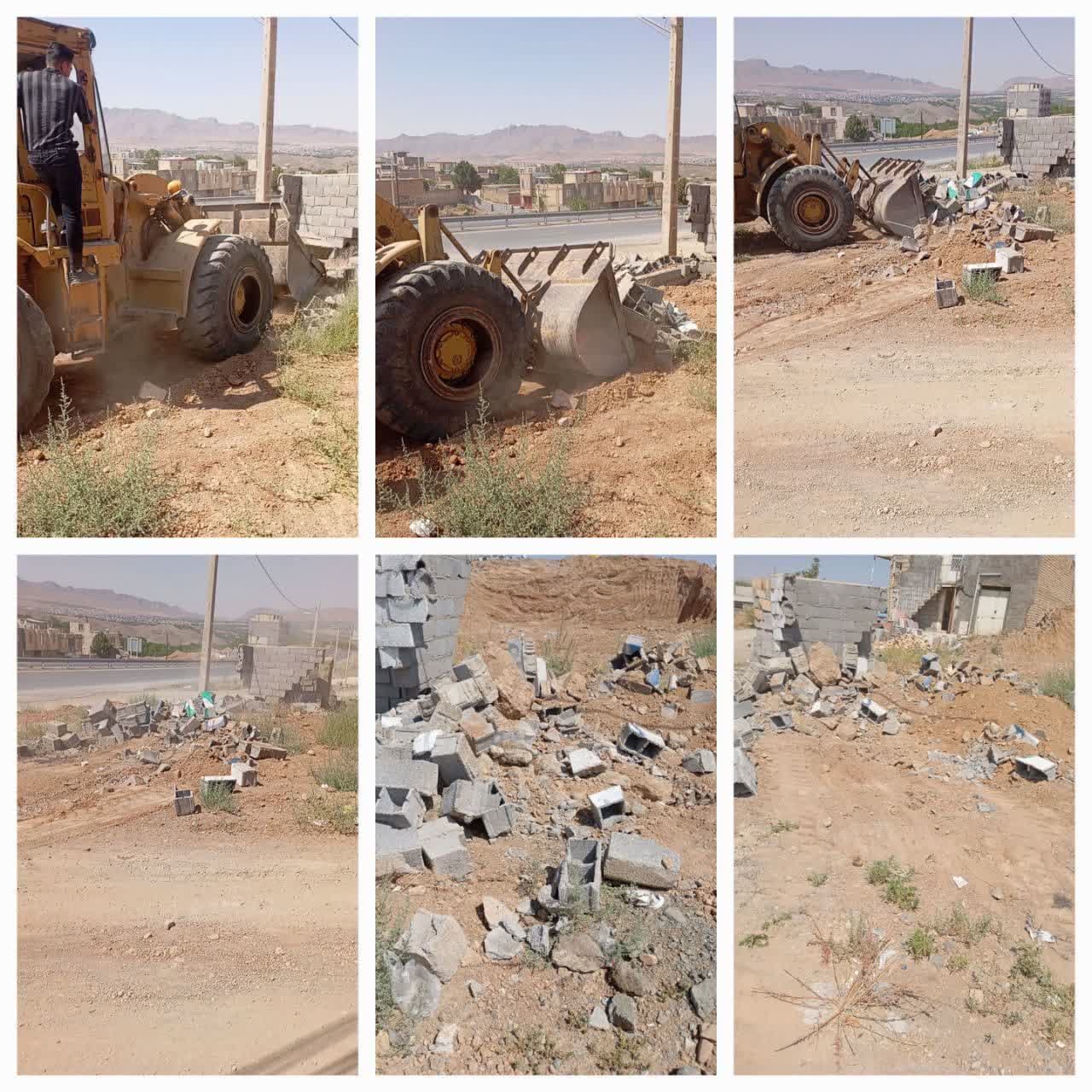 اجرای حکم قضایی در خصوص بنای غیرمجاز و رفع تصرف مساحت ۴۰۲/۲۰ مترمربع از اراضی ملی پلاک شوراب صغیر